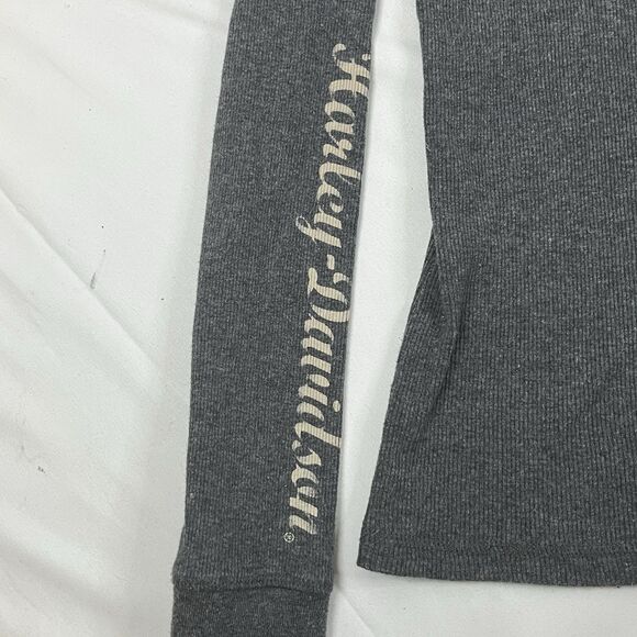 Harley Davidson Henley Shirt Women's L Gray Long Sleeve Biker Motorcycles - Picture 7 of 12